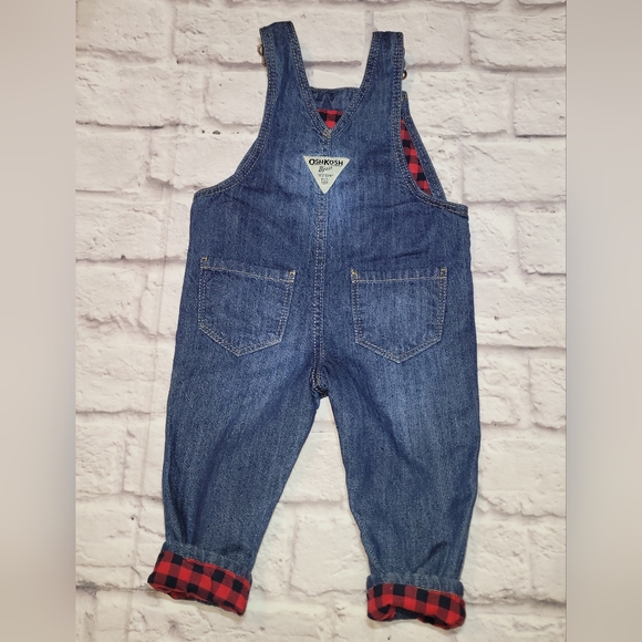 Oshkosh Infant Girl's Buffalo Plaid Print Bodysuit & Denim Jumper - Picture 7 of 9